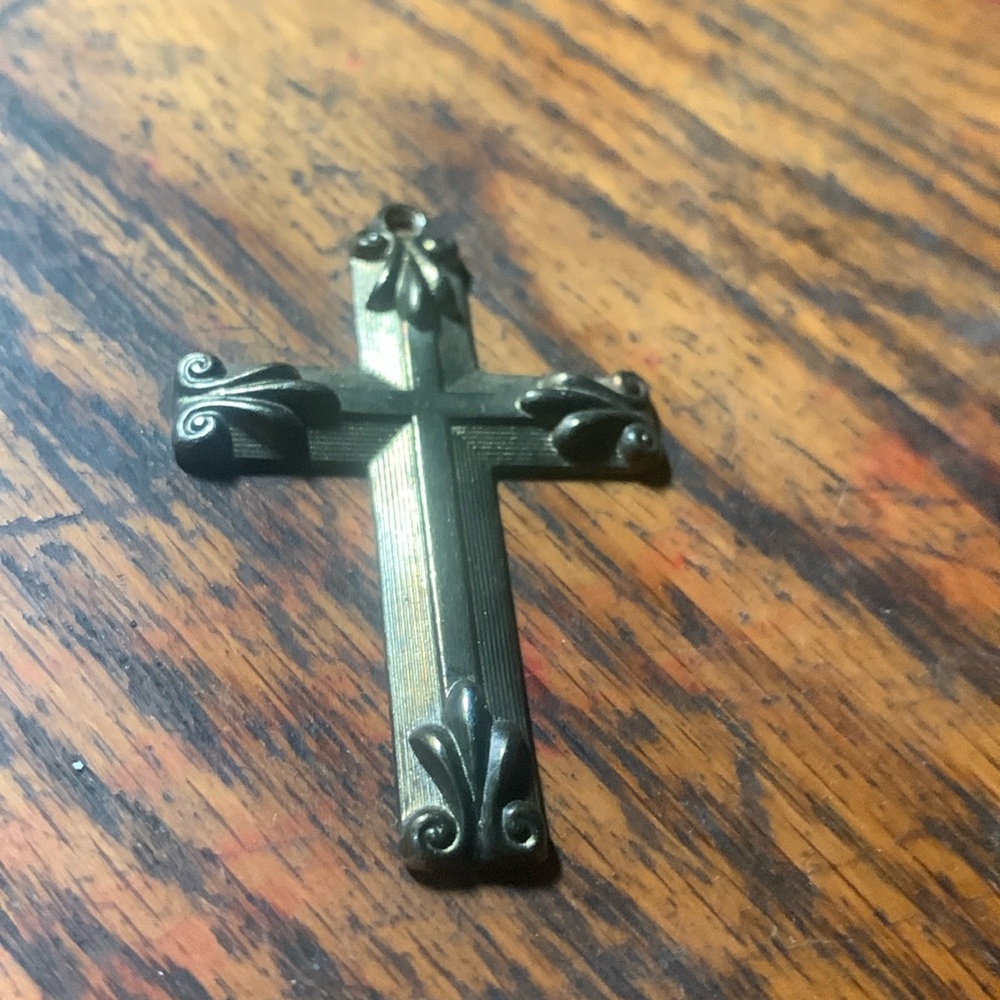 Gold Tone Cross with Bale for Men or Women Faith Grace Detailed 2 inches Cross